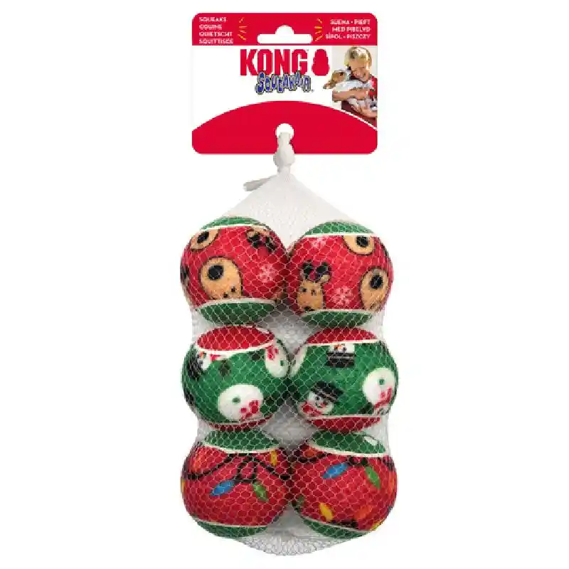 Kong Dog Holiday Squeak Air Ball Medium 6 Pk