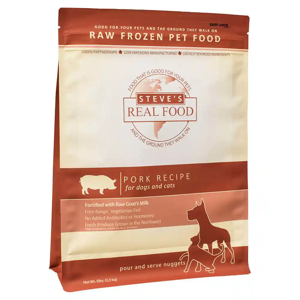 Steve's Dog & Cat Food Frozen Pork Nuggets 5 Lb