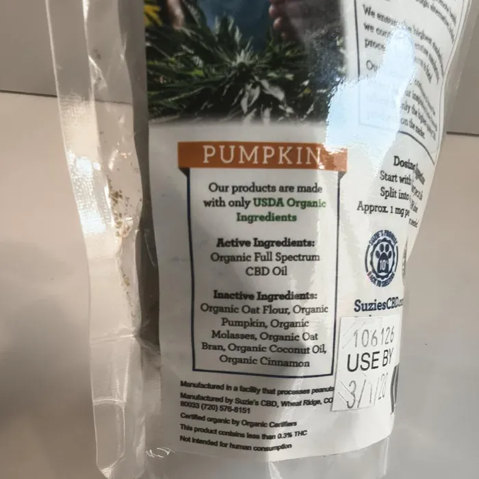 Suzie's CBD Hearts Pumpkin 2 oz back label