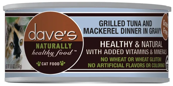 Dave's Cat Food Naturally Healthy Grain-free Grilled Tuna & Mackerel Dinner In Gravy Canned Cat Food