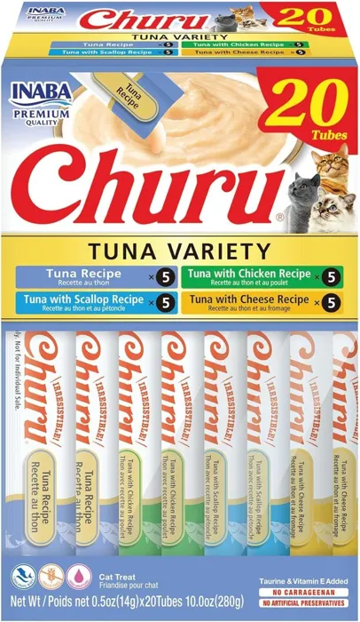 Inaba Churu Puree Cat Treats Tuna Variety Box 20-ct