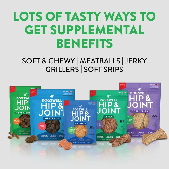 Dogswell Hip & Joint Bacon product line graphic