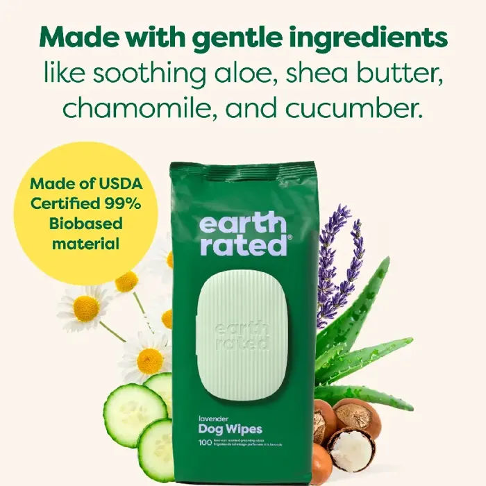 Earth Rated Grooming Wipes Scented 60-ct