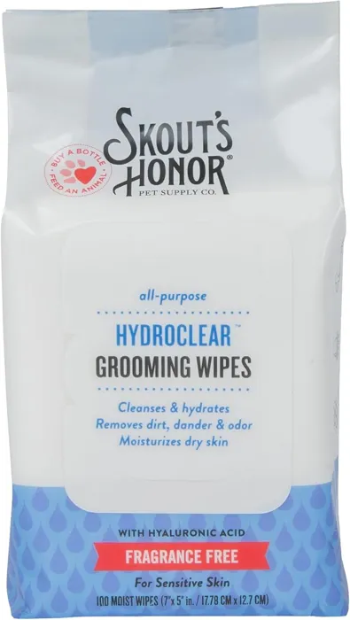 Skout's Honor Dog Grooming Hydroclear Wipes Fragrance Free 100 Ct