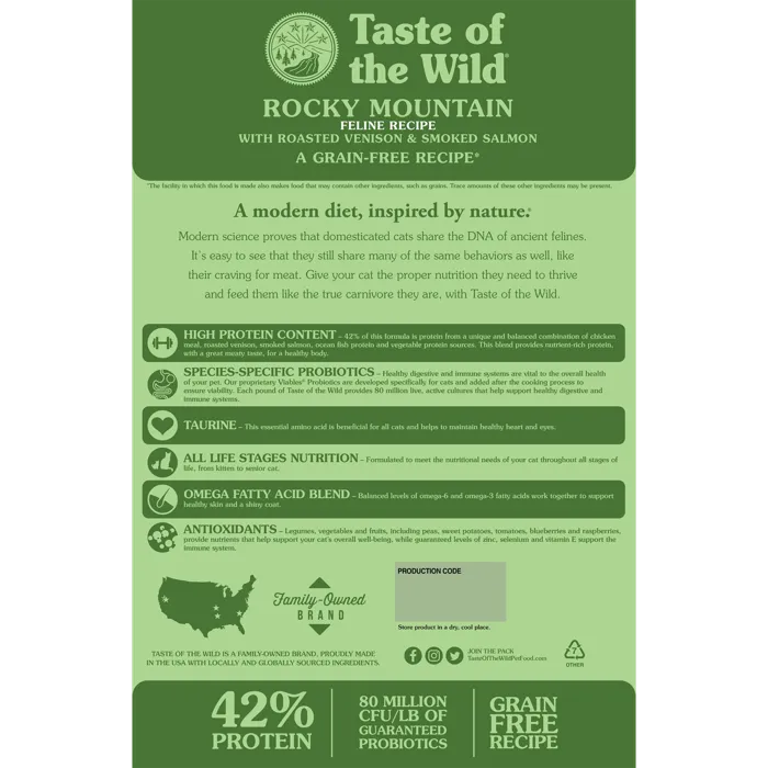 Taste of the Wild Rocky Mountain 5 lb back label