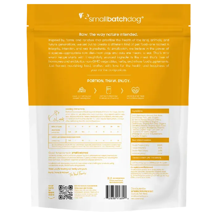 Smallbatch Dog Raw Frzn Pork Sliders 3-lb