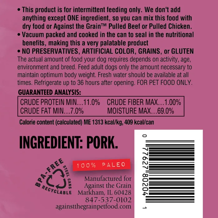 Evanger's Atg Nothing Else Pork Dog 11-oz