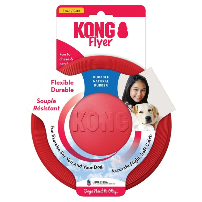 KONG Flyer Small red rubber disc retail packaging