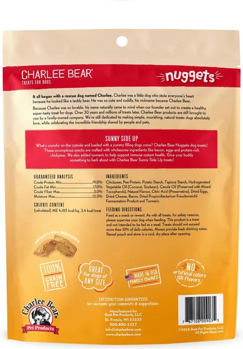 Charlee Bear Nuggets Sunny Side Up 6-ounce bag back label