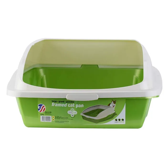 Van Ness CP4 large framed cat pan, green, front view