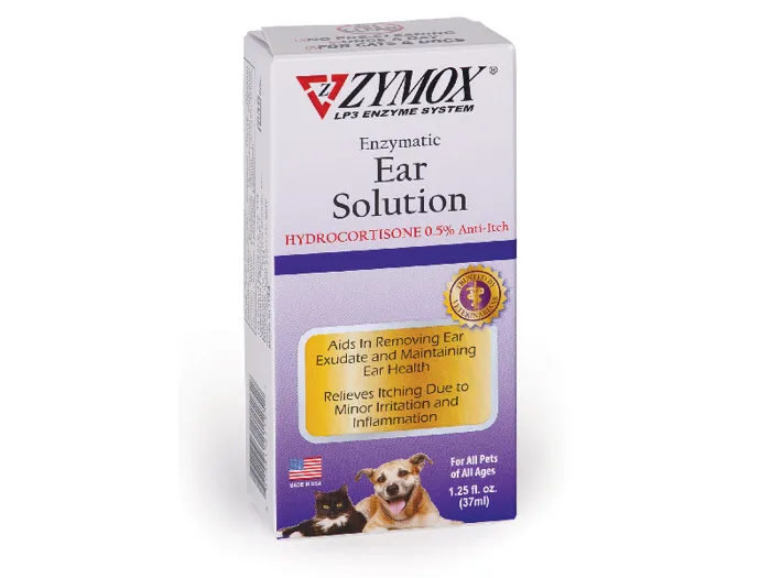 Zymox Ear Care Solution With .5% Hydrocortisone For Dogs & Cats 1.25-oz Bottle