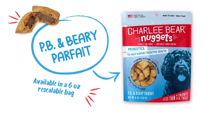 Charlee Bear Nuggets P.B. & Beary Parfait 6 oz treat infographic