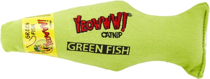 Yeowww! Green Fish catnip toy 7-inch front