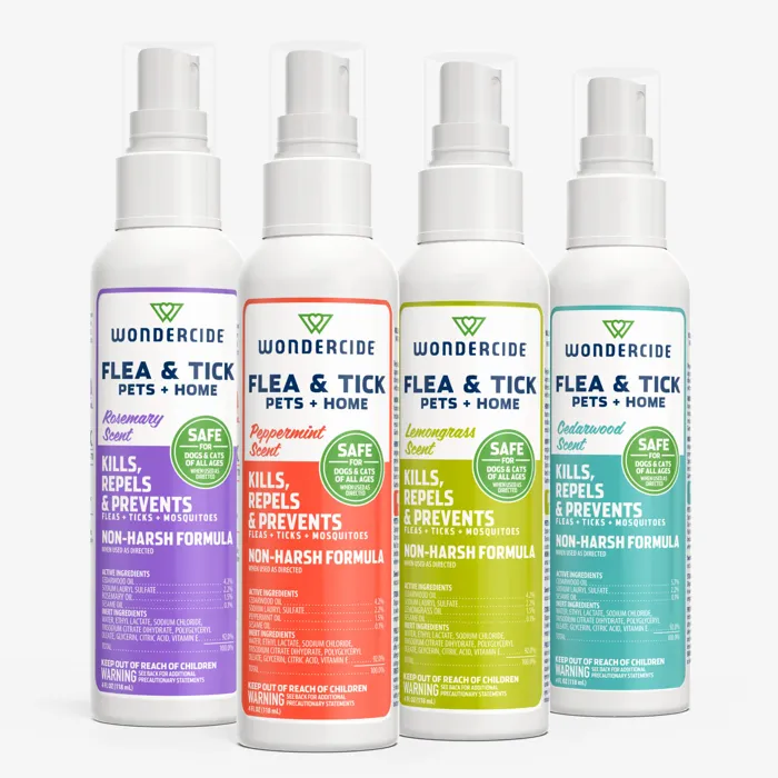 Wondercide Lemongrass Flea & Tick Spray 4-ounce lineup