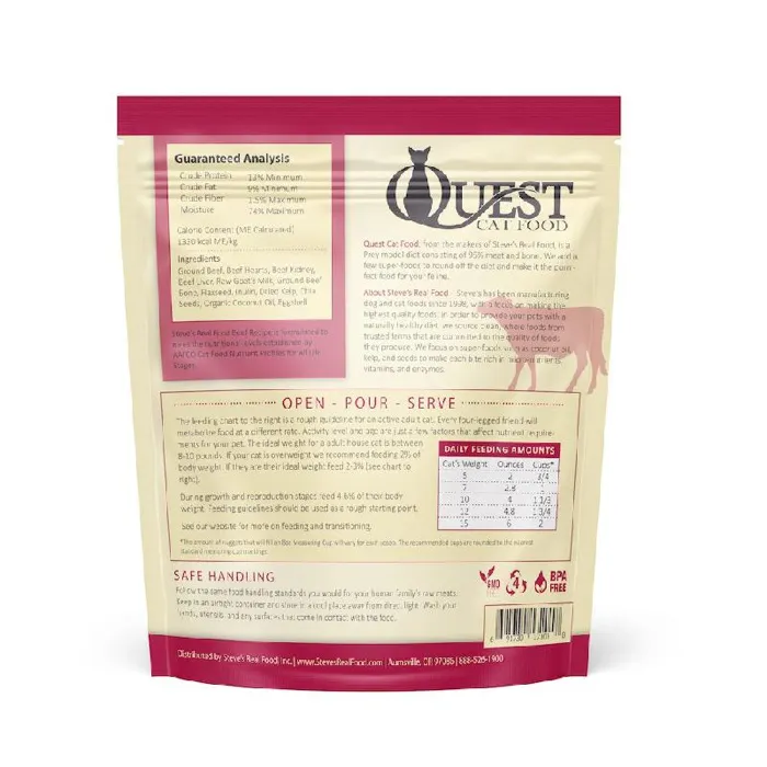 Steve's Real Food Cat Frozen Beef Nuggets 2 Lb