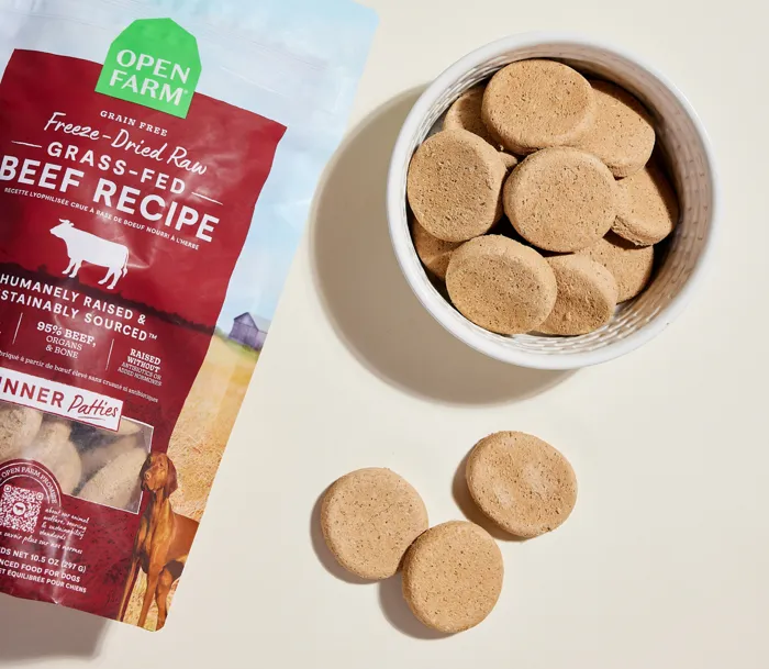 Open Farm beef freeze-dried patties 10.5 oz contents