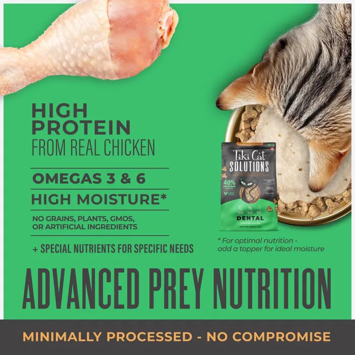 Tiki Cat Solutions Dental Chicken nutrition graphic