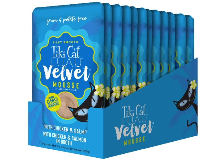 Tiki Cat Pouch Velvet Mousse Ckn & Salmon 2.8-oz