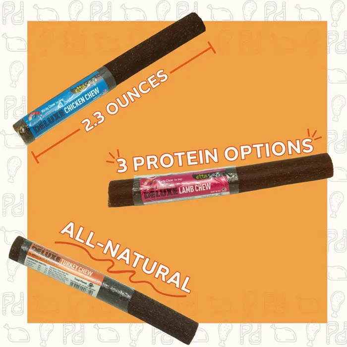 Etta Says! Deluxe Lamb Chew 7-inch protein options graphic