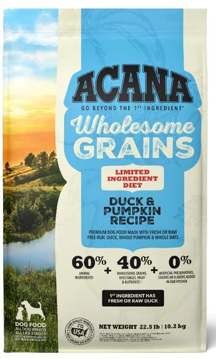 Acana Wholesome Grains Duck & Pumpkin Dry Dog Food 22.5-lb