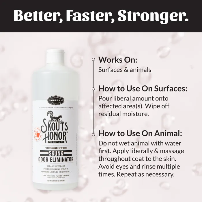 Skout's Honor Skunk Odor Eliminator 32-ounce usage guide