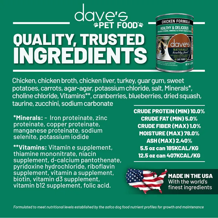 Dave's Naturally Healthy Chicken Formula ingredients label