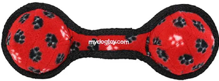 Tuffy Jr 2 Ball Tug Paw Red
