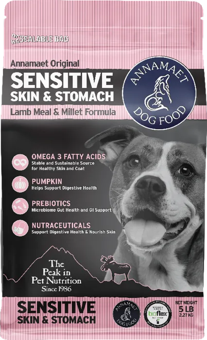 Annamaet Sensitive Skin & Stomach Dog Food – Digestive & Skin Health Formula With Pumpkin, Coconut Oil & Omega-3 5-lb