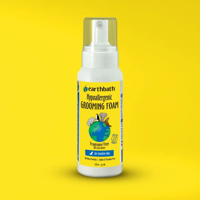 Earthbath Hypoallergenic Grooming Foam 8 oz yellow background