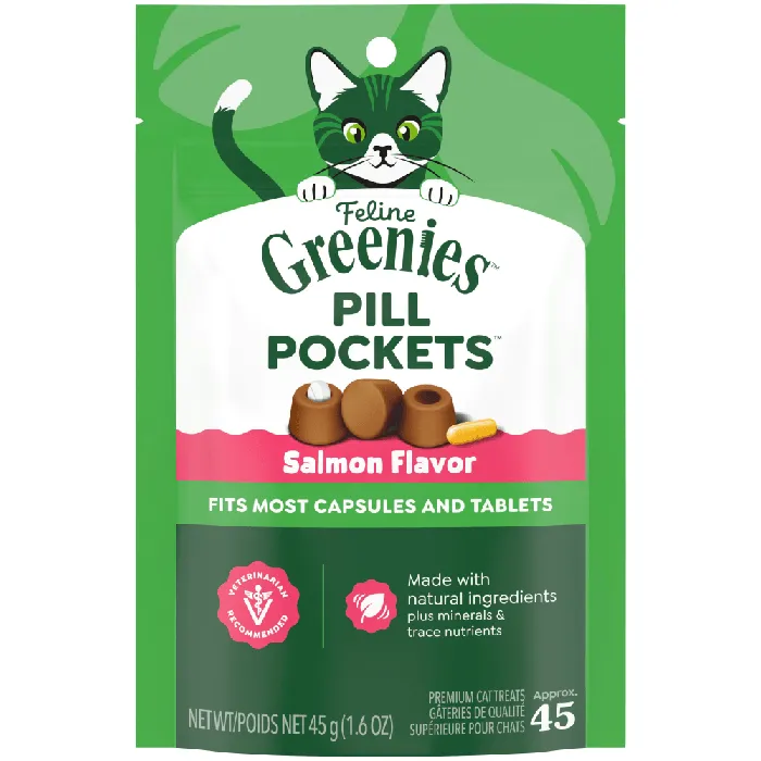 Greenies Feline Pill Pockets Salmon Flavor 1.6 oz front