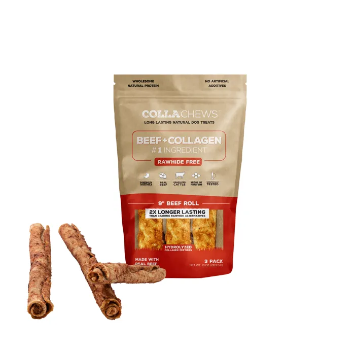 CollaChews 9-inch Beef Collagen Roll 3-pack older packaging