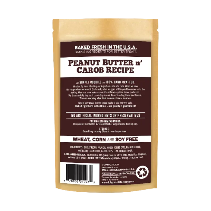 K9 Granola Simply Cookies Pean But & Carob Chip 12 Oz