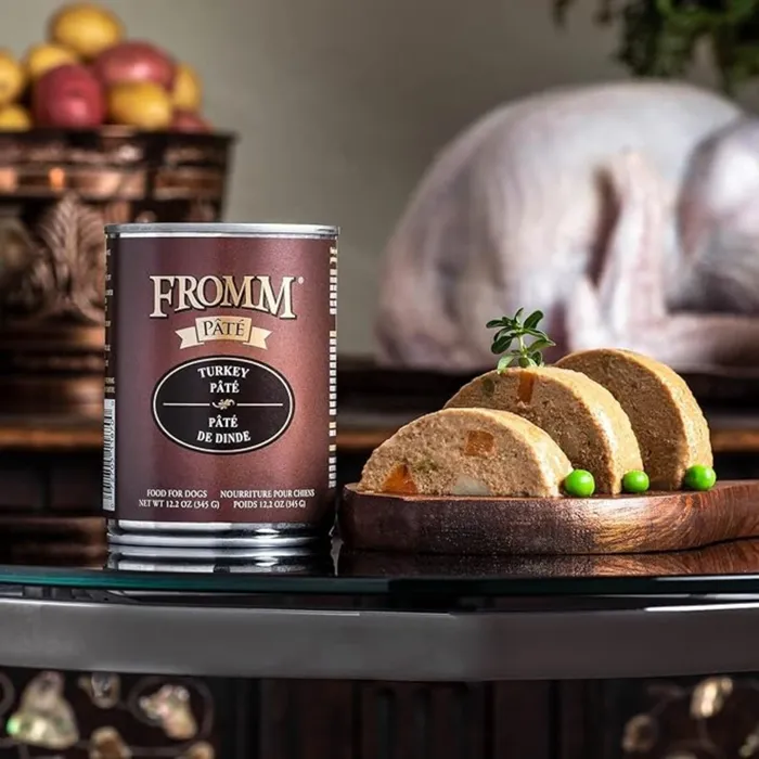 Fromm Turkey Pâté 12.2 oz dog food can lifestyle