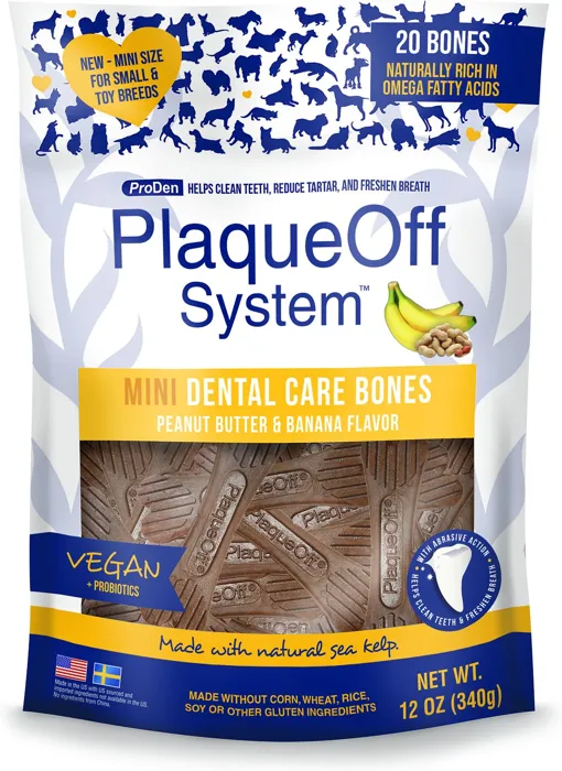 Plaqueoff Dental Care Bones Mini Peanut Butter Banana 12-oz