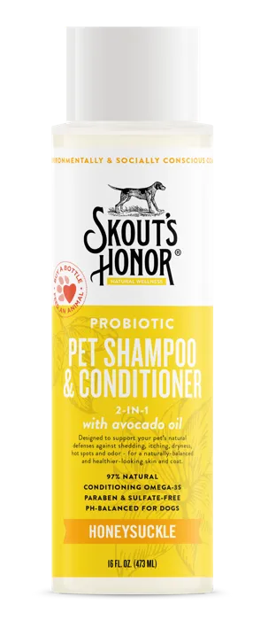 Skout's Honor Dog Probiotic Shampoo & Conditioner Honeysuckle 16-oz