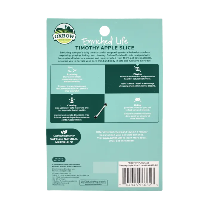 Oxbow Timothy Apple Slice package back view