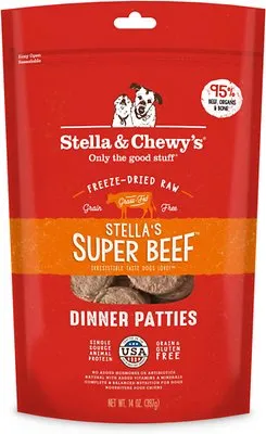 Stella & Chewy's Super Beef Freeze-dried Raw Dinner Patties For Dogs, 14-oz