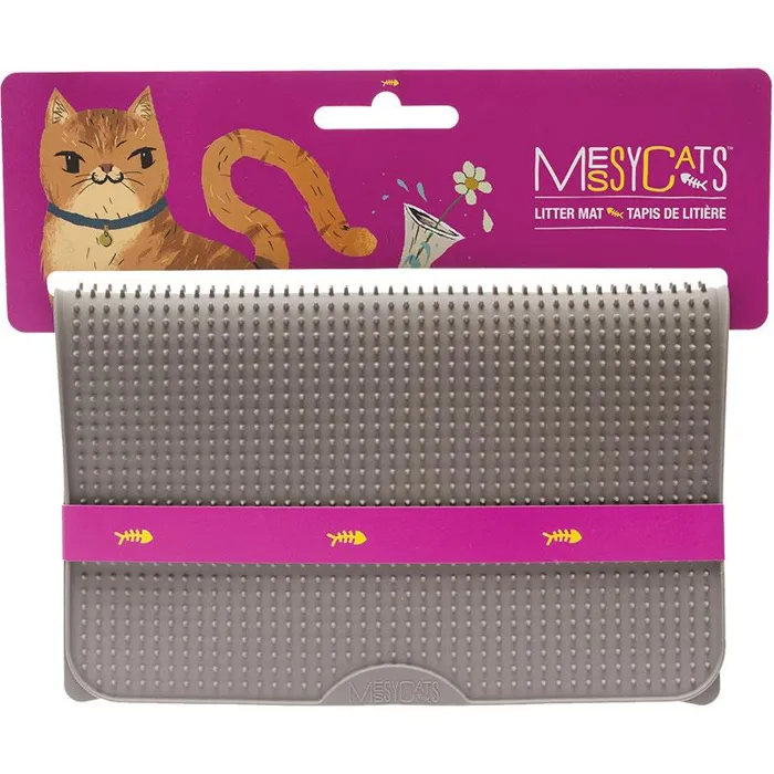 Messy Mutts Cat Soft Silicone Litter Mat Gray