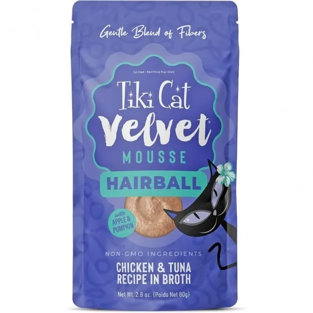 Tiki Cat Velvet Mousse Hairbal Chkn Tuna 2.8-oz