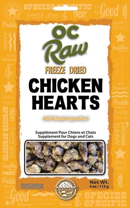 Oc Raw Freeze Dried Chicken Hearts 4-oz