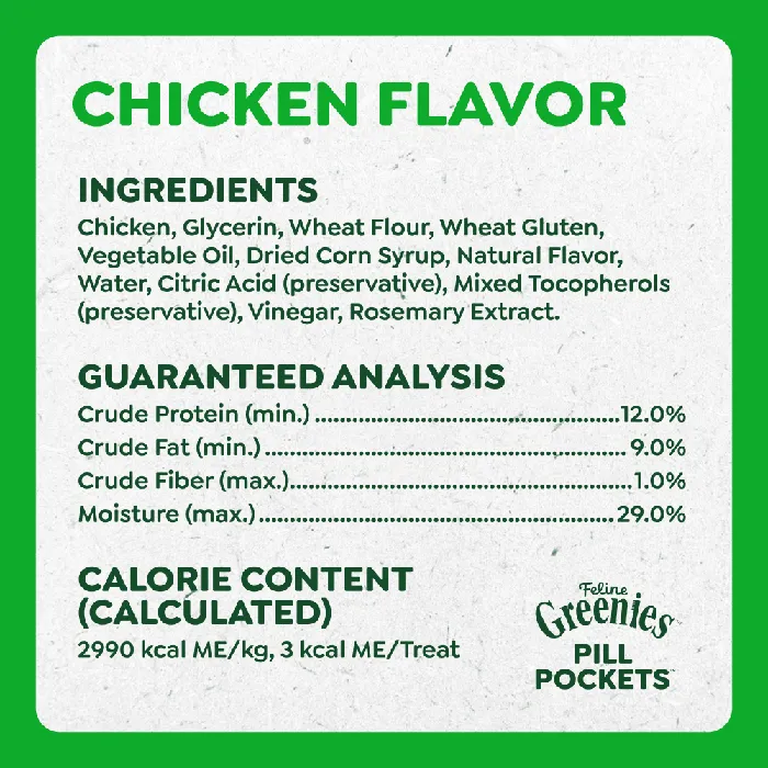 Greenies Feline Pill Pockets Chicken ingredients analysis