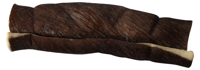 QT Dog 6-inch hairy water buffalo cheek roll side view
