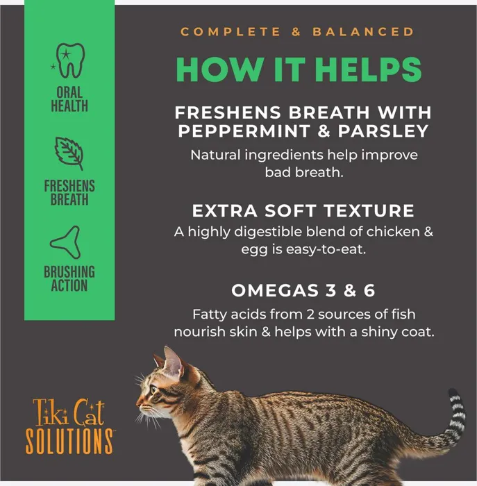 Tiki Cat Solutions Dental Chicken health benefits graphic