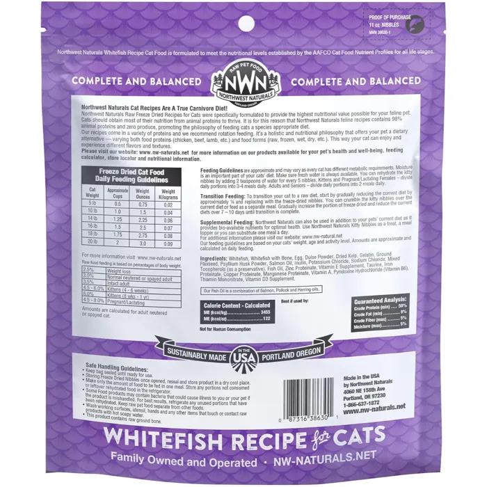 Northwest Naturals Whitefish Recipe Cat Nibbles 11 oz back