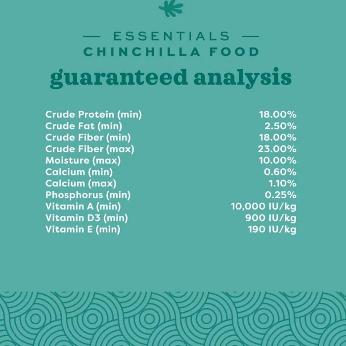Oxbow Essentials Chinchilla Food guaranteed analysis