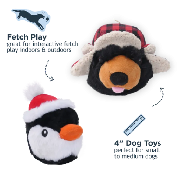 Tall Tails Holiday Dog Toy Penguin 2 In 1 Head 5"