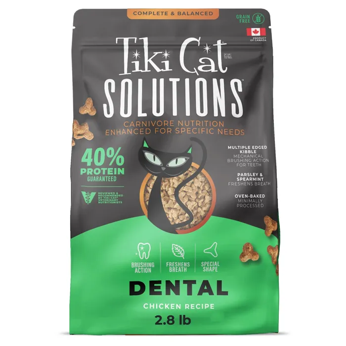 Tiki Cat Solutions Dental Chicken Recipe 2.8 lb front bag