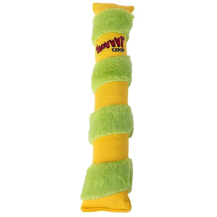 Yeowww! Catnip Big Kicker yellow and green upright front view