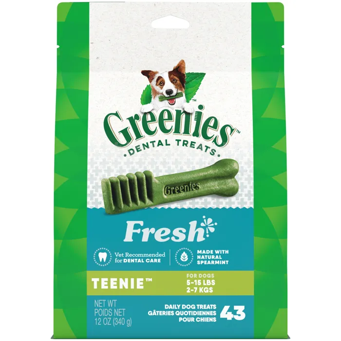 Teenie Dental Care Chews Dog Treats Fresh - 12-oz