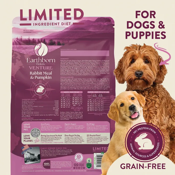 Earthborn Holistic Venture Rabbit Meal Pumpkin dogs graphic
